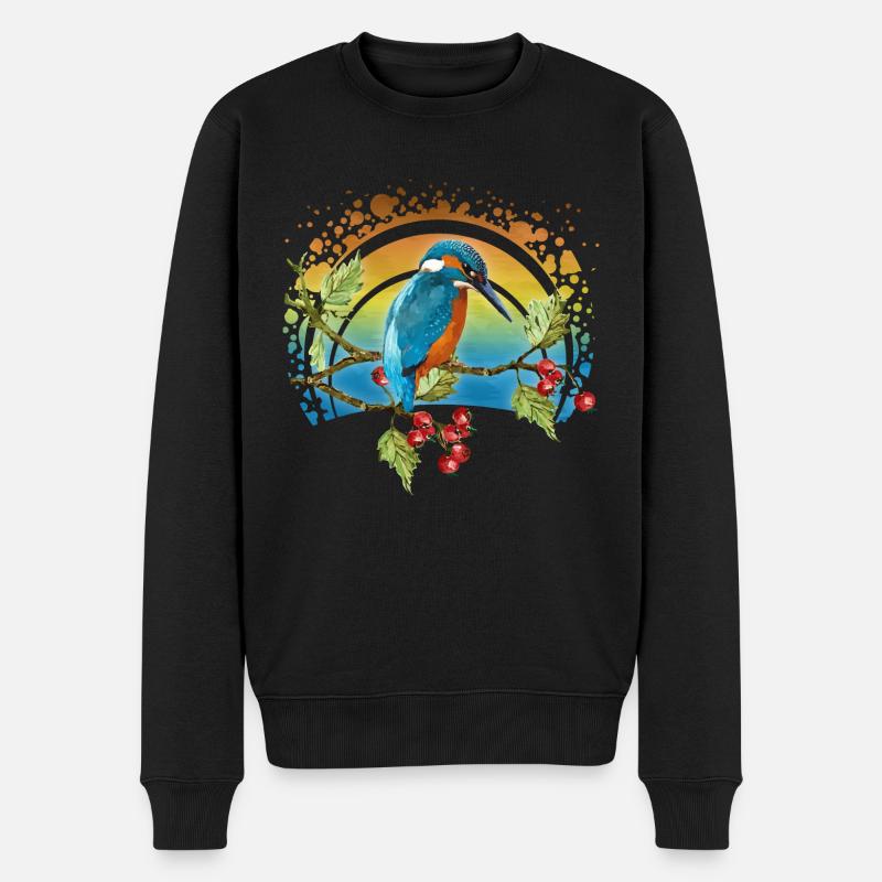 Bunter Vogel - Männer Premium Bio Pullover - Schwarz