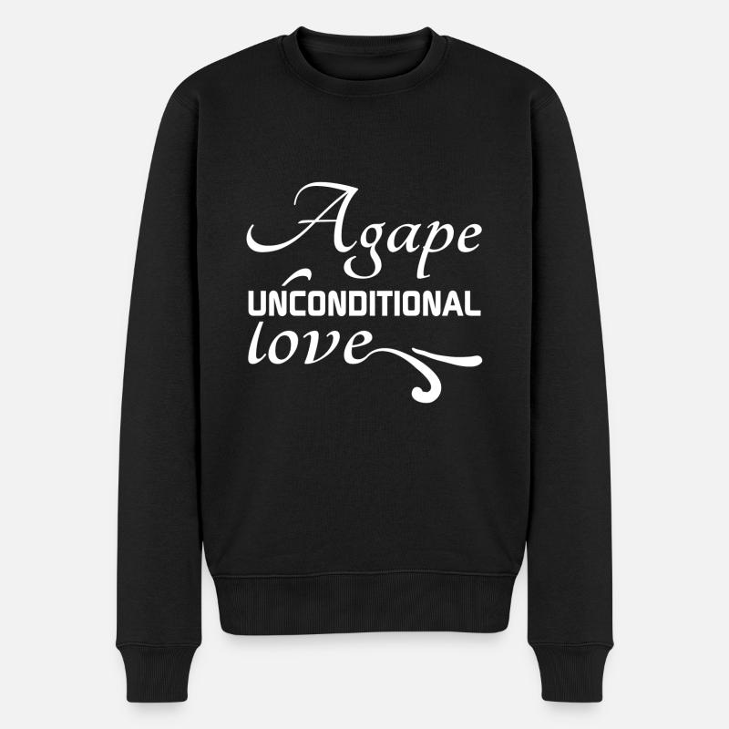 Christian Design Agape, bedingungslose Liebe - Männer Premium Bio Pullover - Schwarz