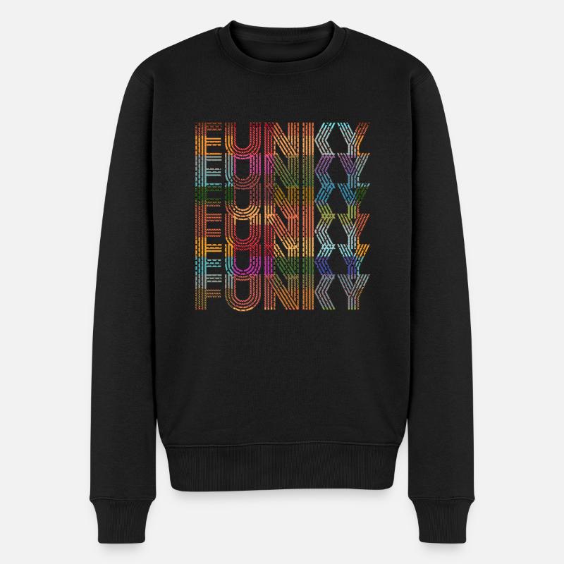 Funky Retro - Männer Premium Bio Pullover - Schwarz