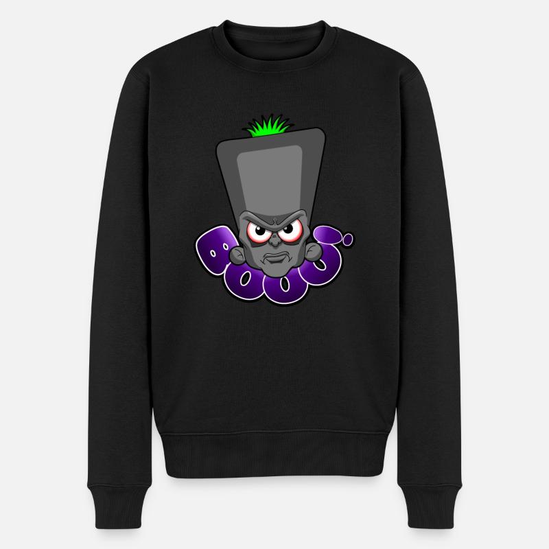 Halloween Booo grauer Monsterkopf Nr. 2 - Männer Premium Bio Pullover - Schwarz