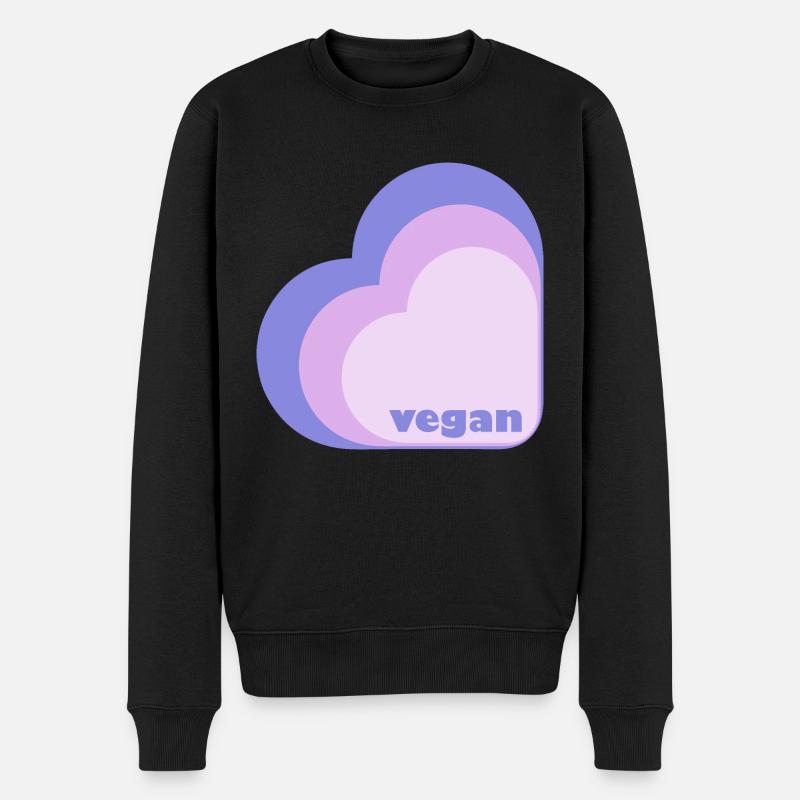 Veganes Fliederherz - Männer Premium Bio Pullover - Schwarz