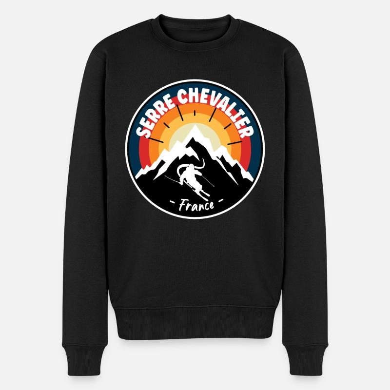 Ski à Serre Chevalier France Vintage - Pull Premium bio Homme - noir
