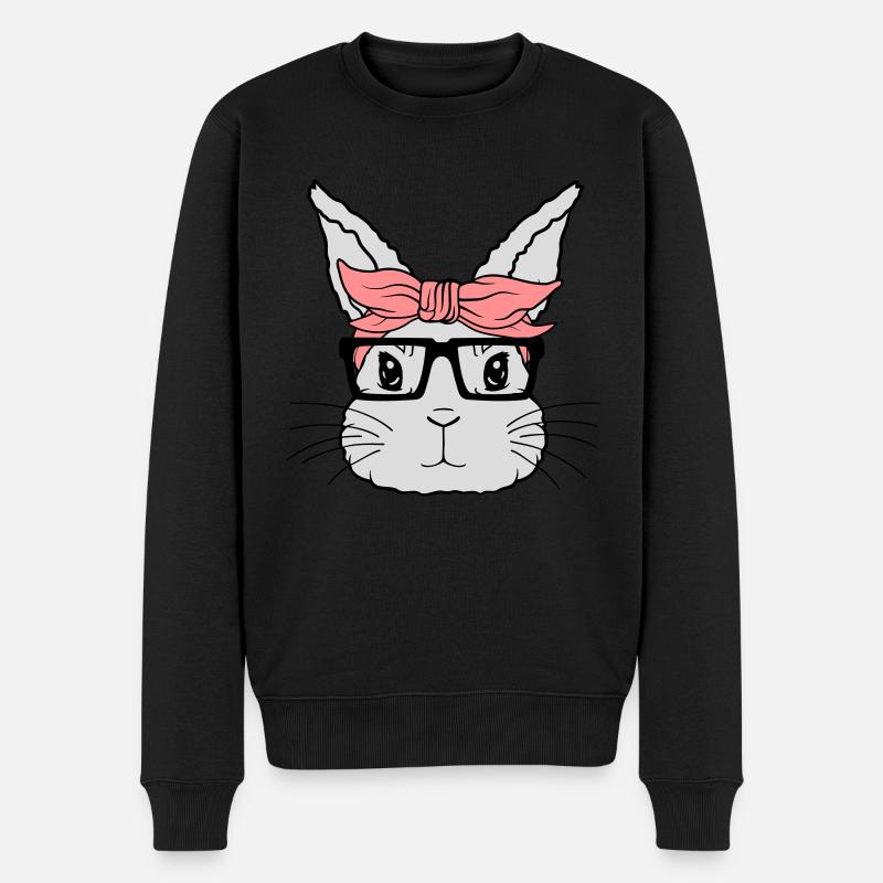 Visage de lapin nerd féminin - Pull Premium bio Homme - noir