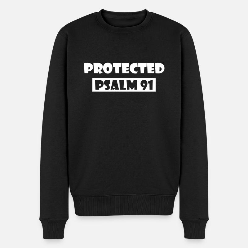 Christian Design Protected Psalm 91 - Männer Premium Bio Pullover - Schwarz
