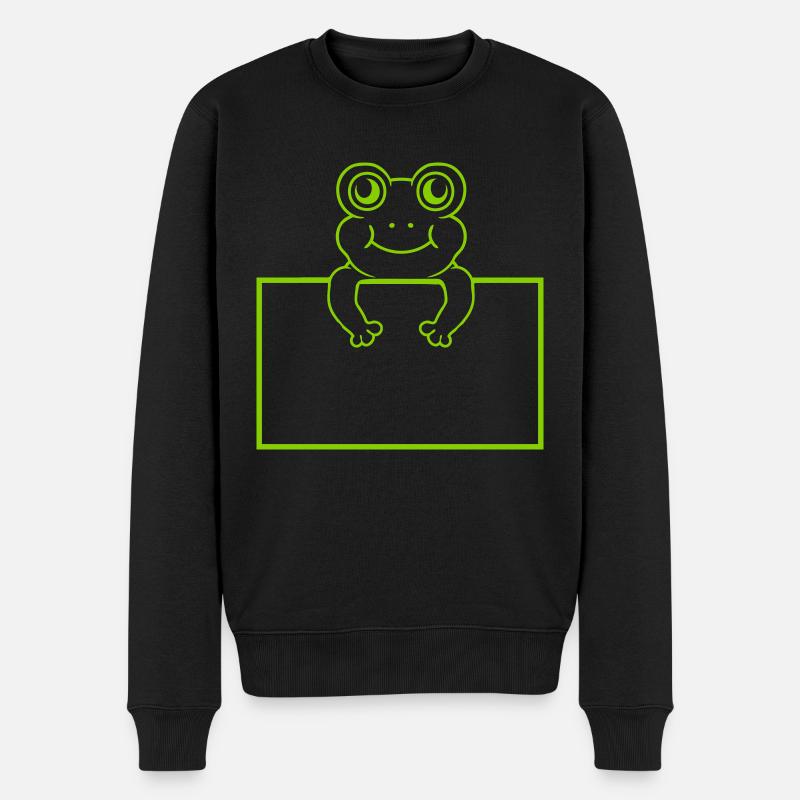 Schild zeigen Comic Frosch - Männer Premium Bio Pullover - Schwarz