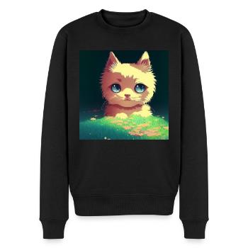 Süße Katze Anime - Männer Premium Bio Pullover - Schwarz - Vorne - Nico (187cm)
