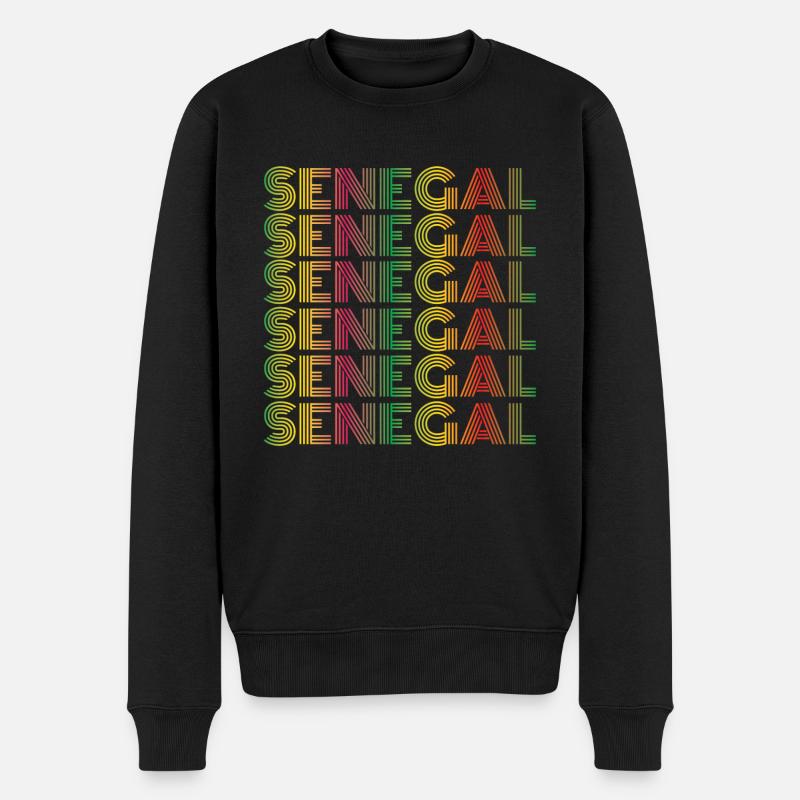 Senegal Retro - Männer Premium Bio Pullover - Schwarz
