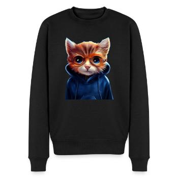 Chat avec pull - Pull Premium bio Homme - noir - Devant - Nico (187cm)