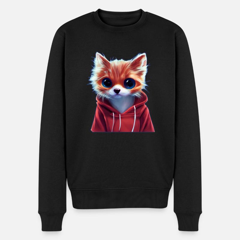 chat super mignon avec sweat à capuche - Pull Premium bio Homme - noir