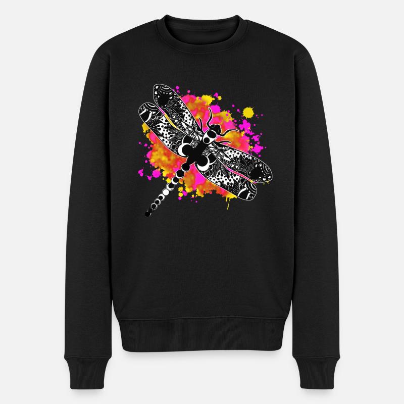 Libellentinte - Männer Premium Bio Pullover - Schwarz