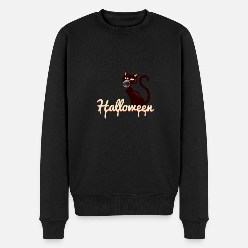 Halloween Katze - Männer Premium Bio Pullover - Schwarz