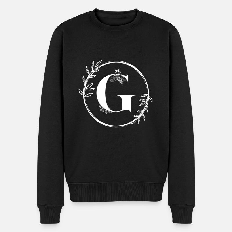 Buchstabe G Floral - Männer Premium Bio Pullover - Schwarz