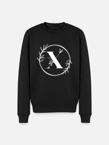 Floral letter X - Men's Premium Organic Jumper - black