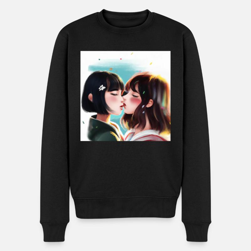 LGBT Queer kiss 🌈🌈 - Pull Premium bio Homme - noir