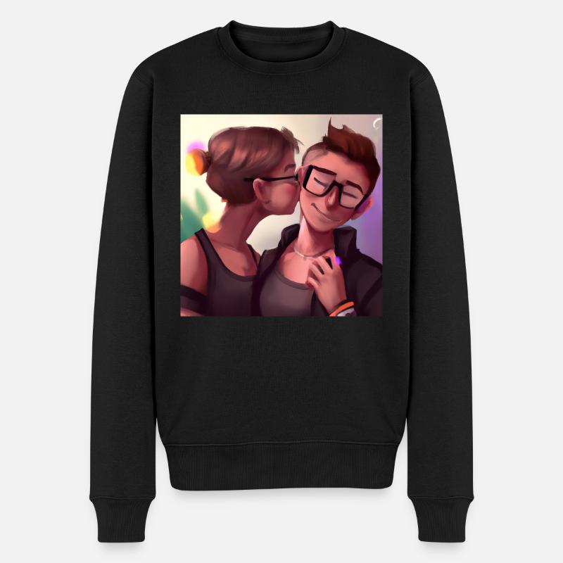 LGBT Queer kiss 🌈🌈 - Pull Premium bio Homme - noir