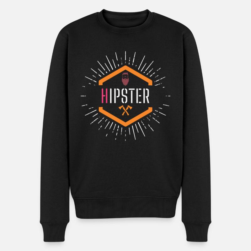 Hipster - Männer Premium Bio Pullover - Schwarz