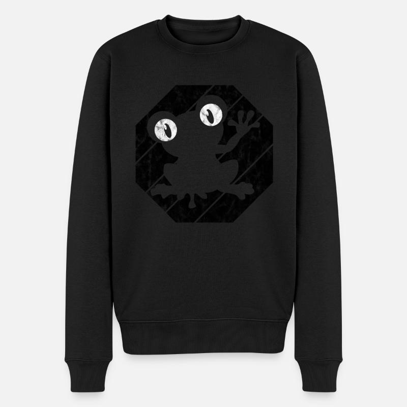 Frosch Frösche Geschenk für Kinder Lustig Witzig - Männer Premium Bio Pullover - Schwarz