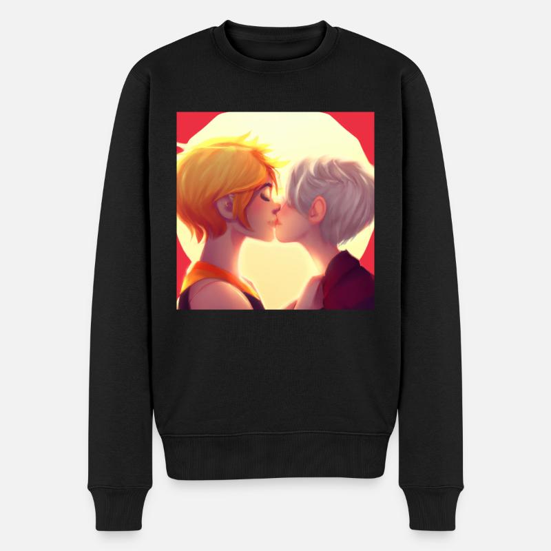 LGBT Queer kiss 🌈🌈 - Pull Premium bio Homme - noir