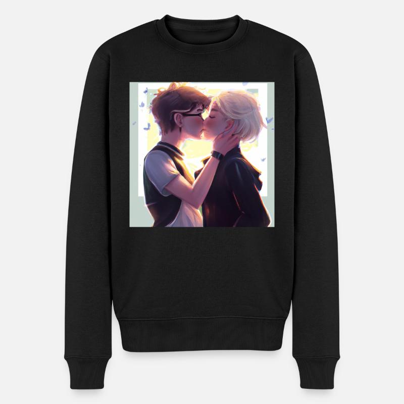 LGBT Queer kiss 🌈🌈 - Pull Premium bio Homme - noir