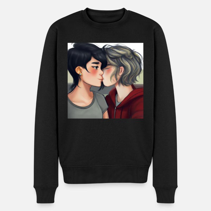 LGBT Queer kiss 🌈🌈 - Pull Premium bio Homme - noir