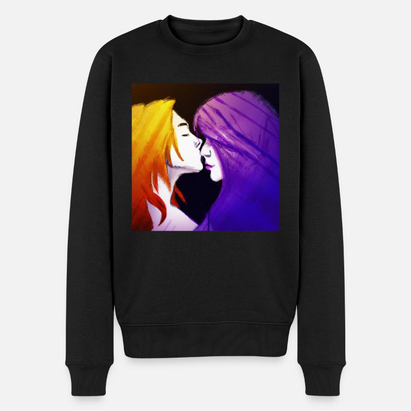 LGBT Queer kiss 🌈🌈 - Pull Premium bio Homme - noir