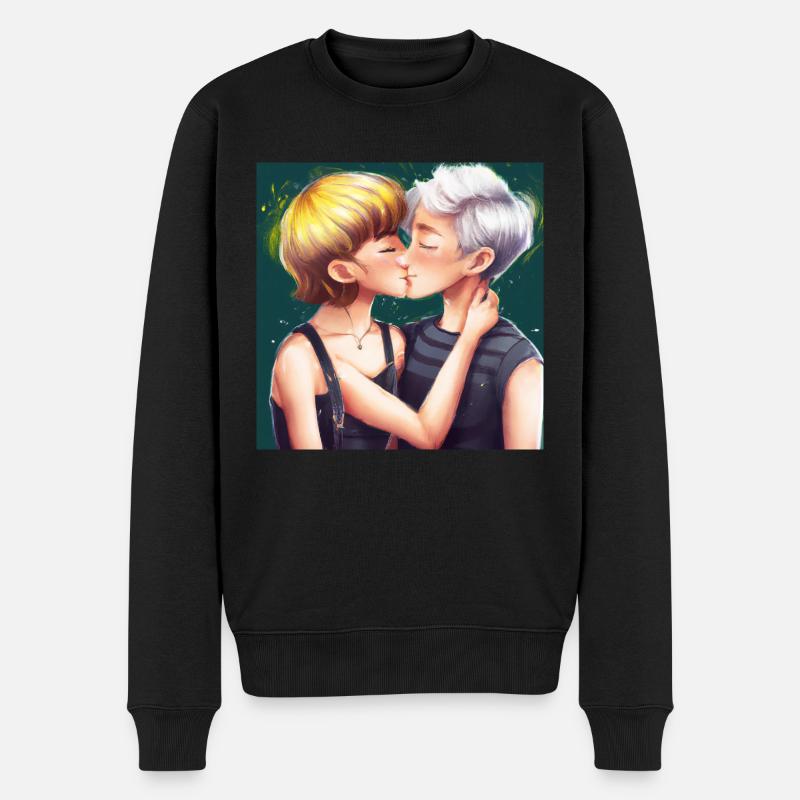 LGBT Queer kiss 🌈🌈 - Pull Premium bio Homme - noir