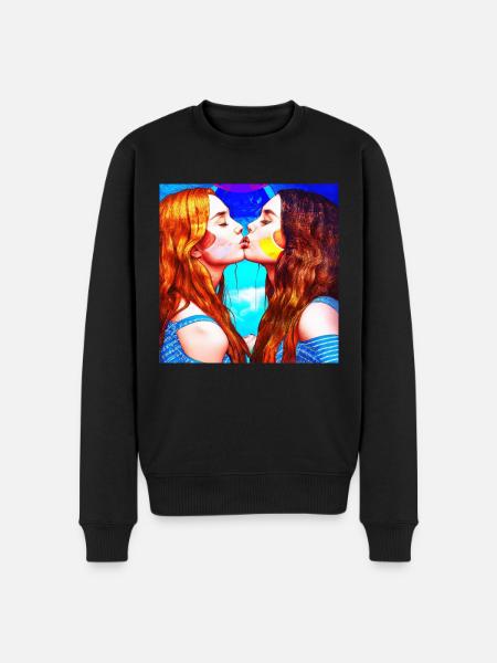 LGBT Queer Kuss 🌈🌈 - Männer Premium Bio Pullover - Schwarz