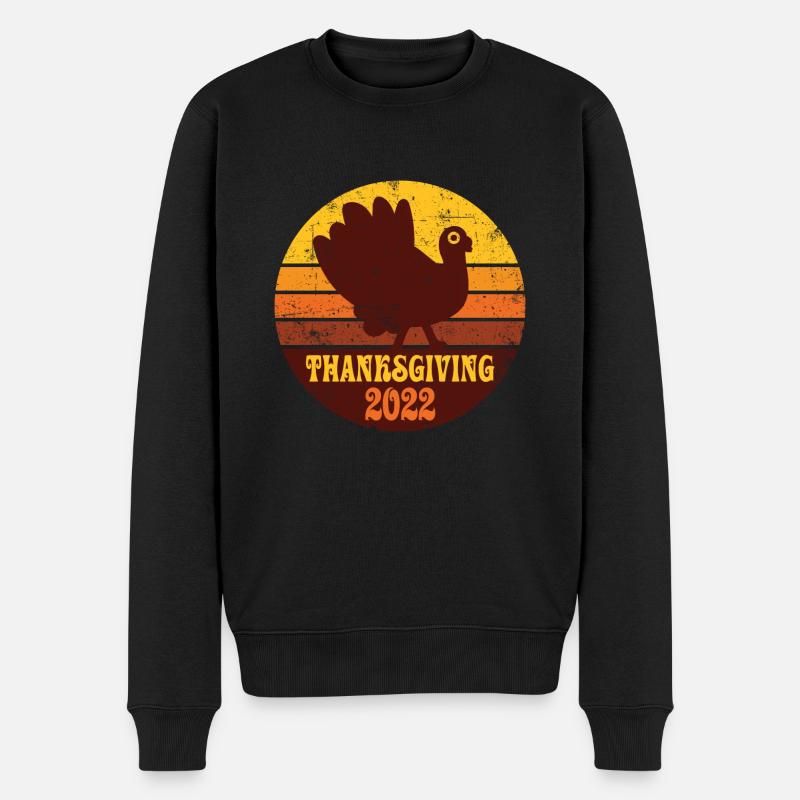 Thanksgiving 2022 Retro - Männer Premium Bio Pullover - Schwarz