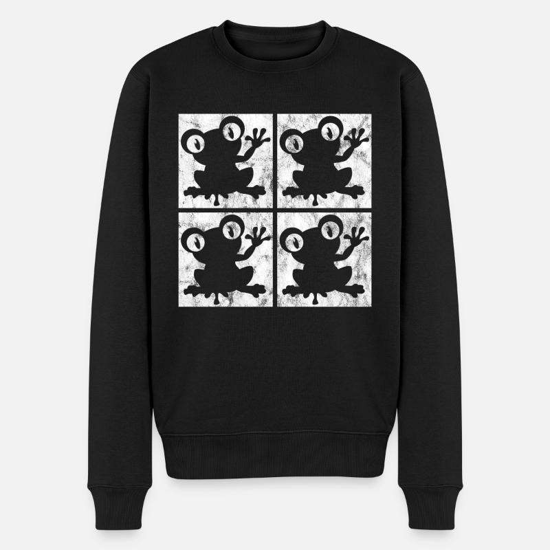 Frosch Frösche Geschenk für Kinder Lustig Witzig - Männer Premium Bio Pullover - Schwarz