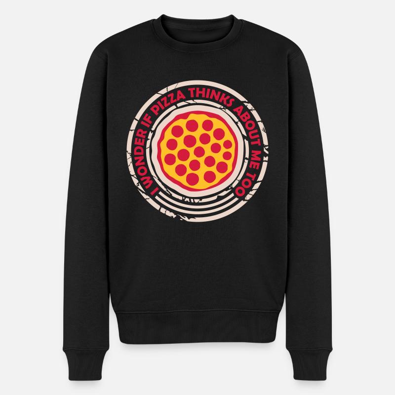 pizza thinks about me - Men's Premium Organic Jumper - black