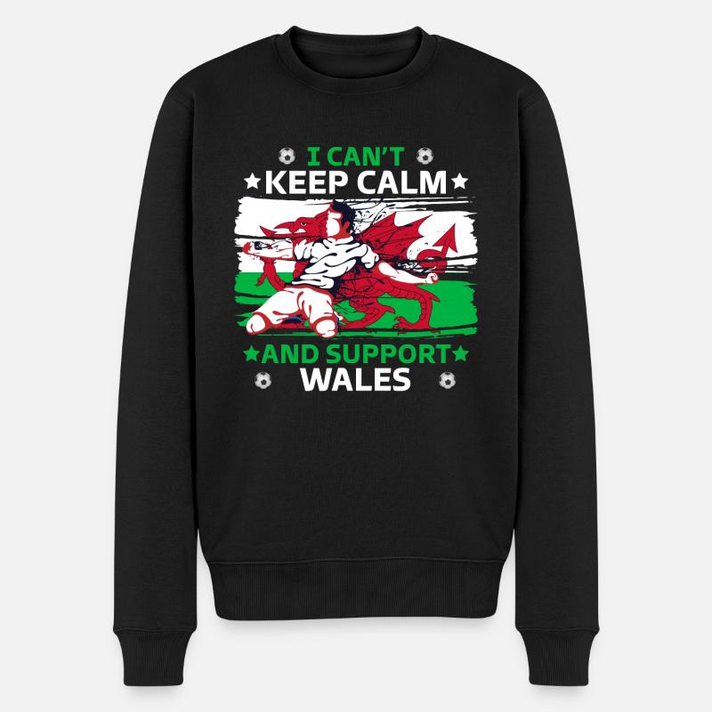 Ruhe bewahren und Wales unterstützen - Männer Premium Bio Pullover - Schwarz