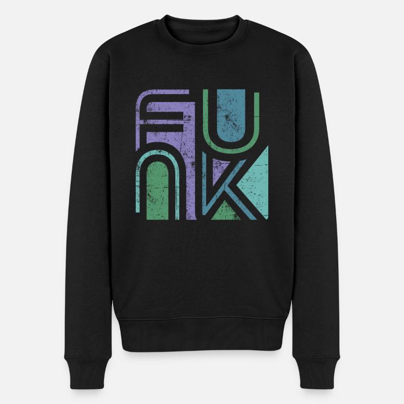Funk Retro - Männer Premium Bio Pullover - Schwarz