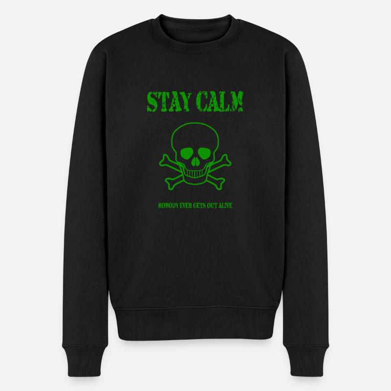 Bleib ruhig Pirat - Männer Premium Bio Pullover - Schwarz