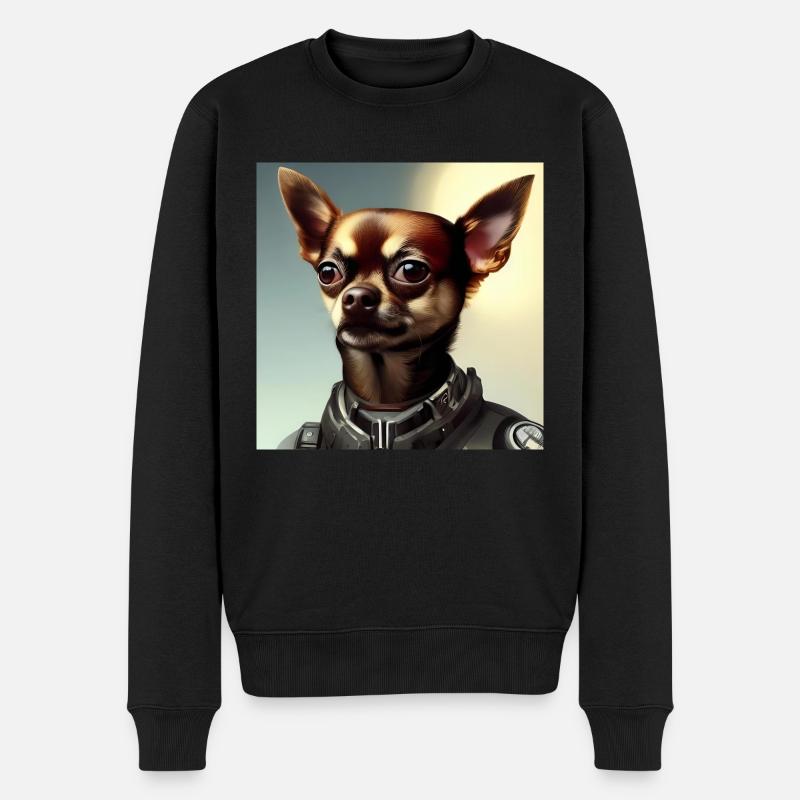Chihuahua brun en uniforme - Pull Premium bio Homme - noir