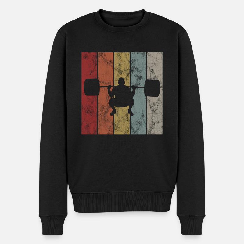 Musculation Bodybuilder GYM Fitnessstudio Retro - Pull Premium bio Homme - noir
