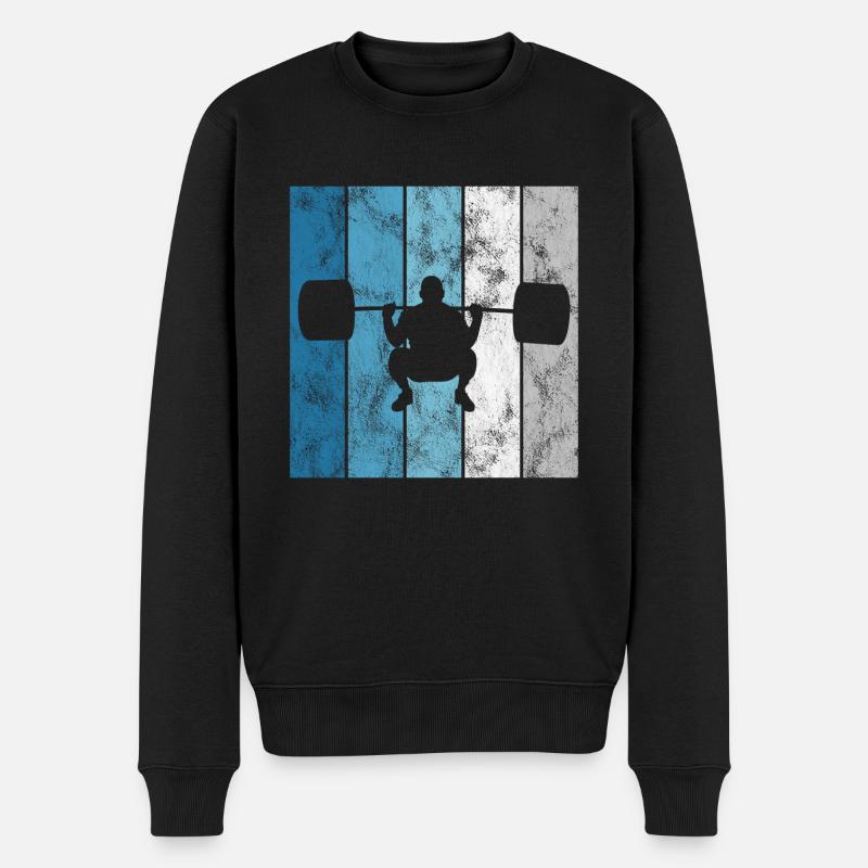 Musculation Bodybuilder GYM Fitnessstudio Retro - Pull Premium bio Homme - noir