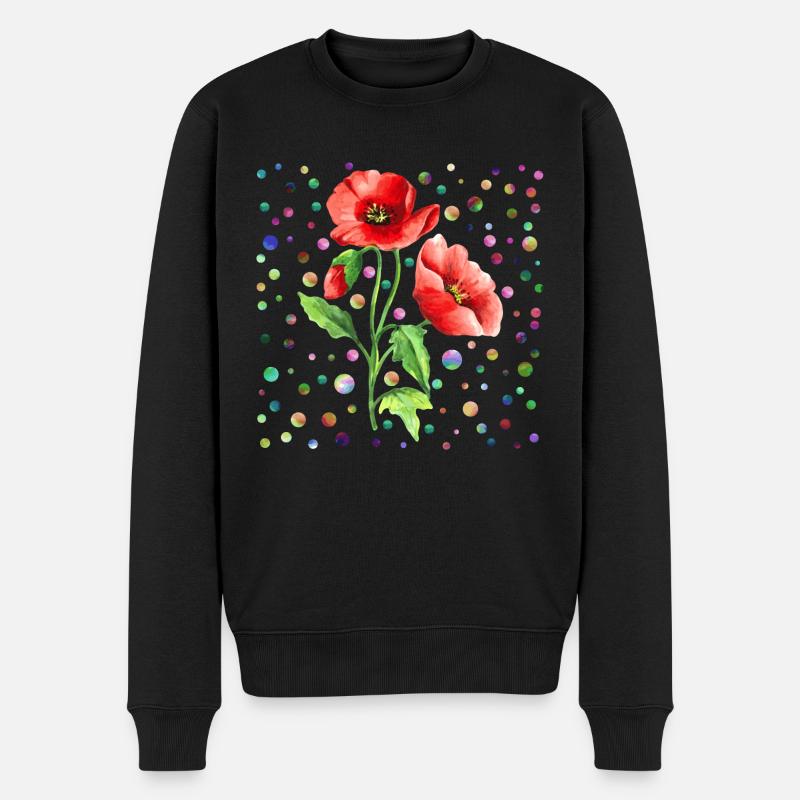 Blumen - Männer Premium Bio Pullover - Schwarz