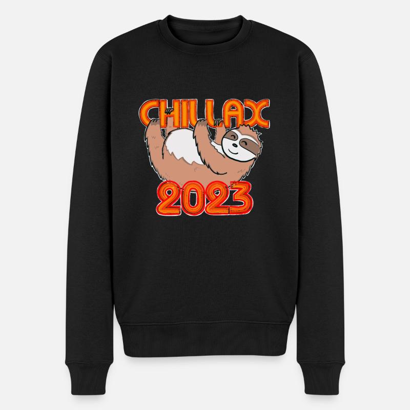 Faultier - Frohes Neues Jahr - 2023 - Männer Premium Bio Pullover - Schwarz