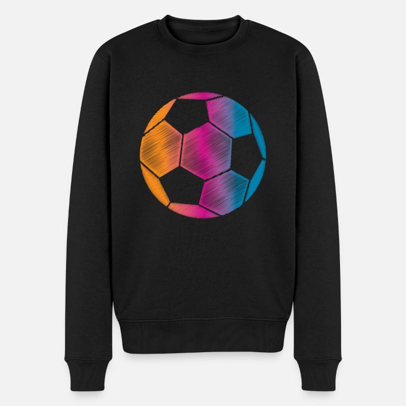 Bunter Fussball - Männer Premium Bio Pullover - Schwarz