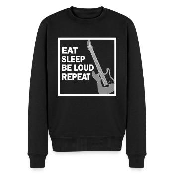 Guitar Gitarre - Eat Sleep repeat Spruch lustig - Männer Premium Bio Pullover - Schwarz - Vorne - Nico (187cm)