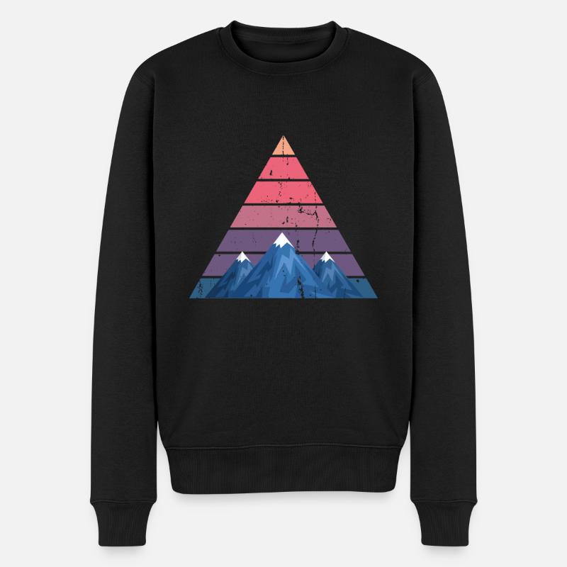 Berge Retro - Männer Premium Bio Pullover - Schwarz