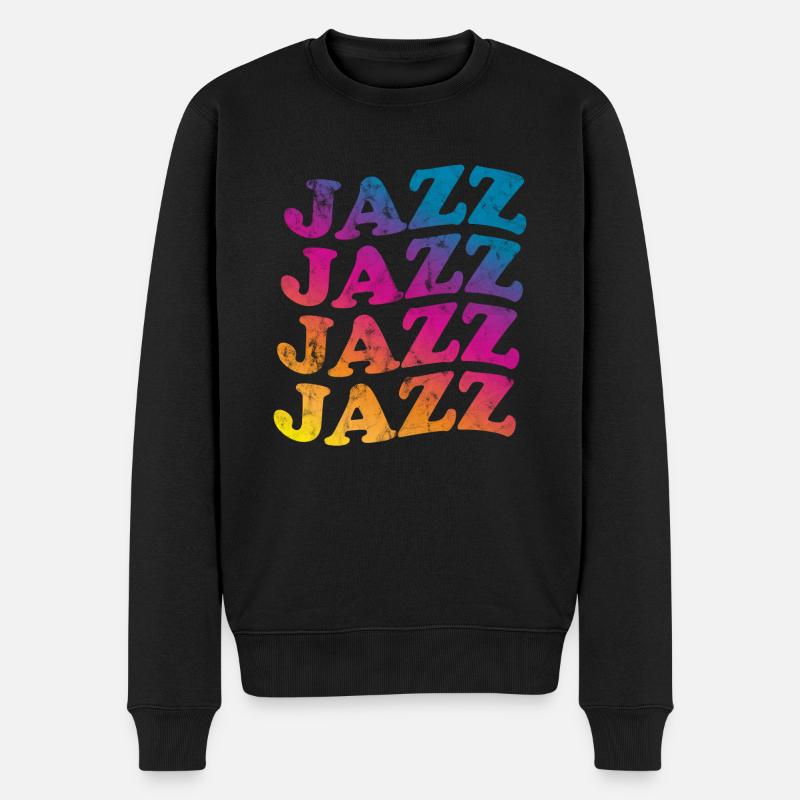 Jazz Retro - Männer Premium Bio Pullover - Schwarz