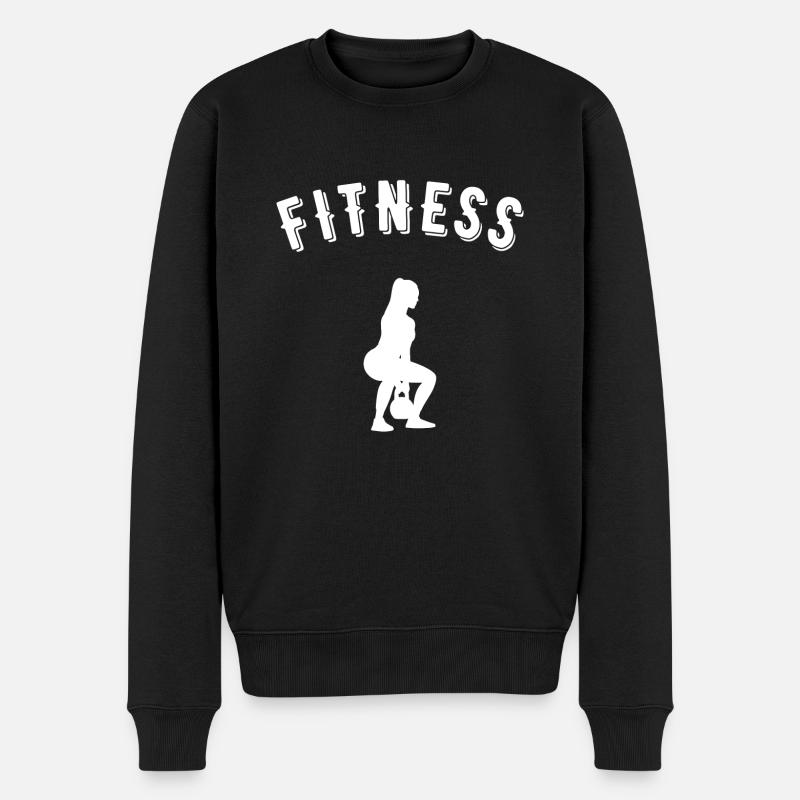 Fitness - Männer Premium Bio Pullover - Schwarz