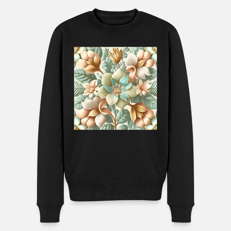 Design floral 2 - Pull Premium bio Homme - noir