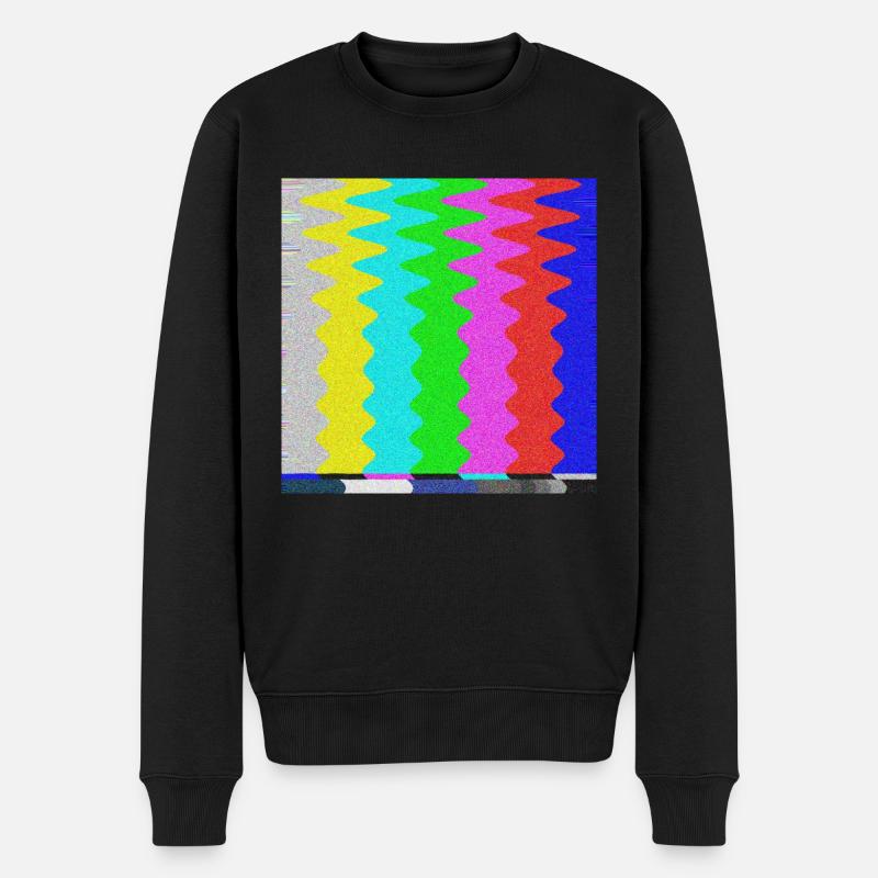 SMPTE-Farbbalken | TV-Farbtestbalken | Bleib dran - Männer Premium Bio Pullover - Schwarz