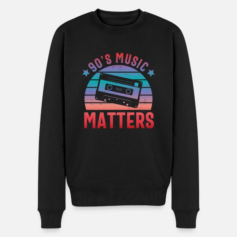 90er Jahre Musik - Männer Premium Bio Pullover - Schwarz