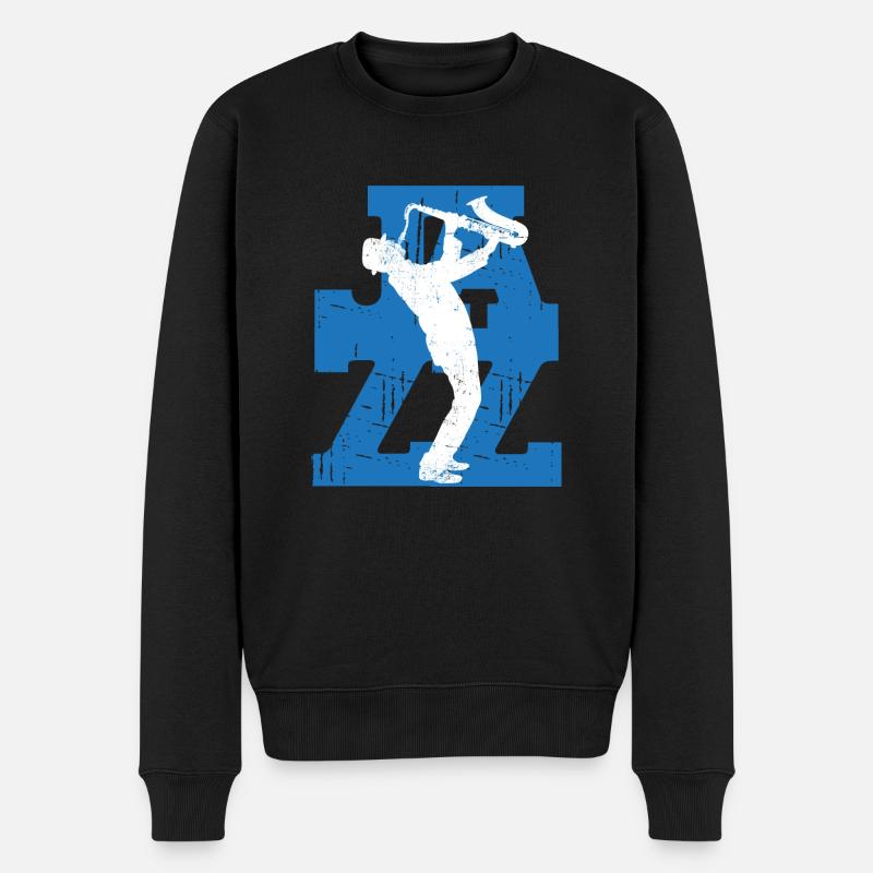 Jazz Saxophonist Retro - Männer Premium Bio Pullover - Schwarz