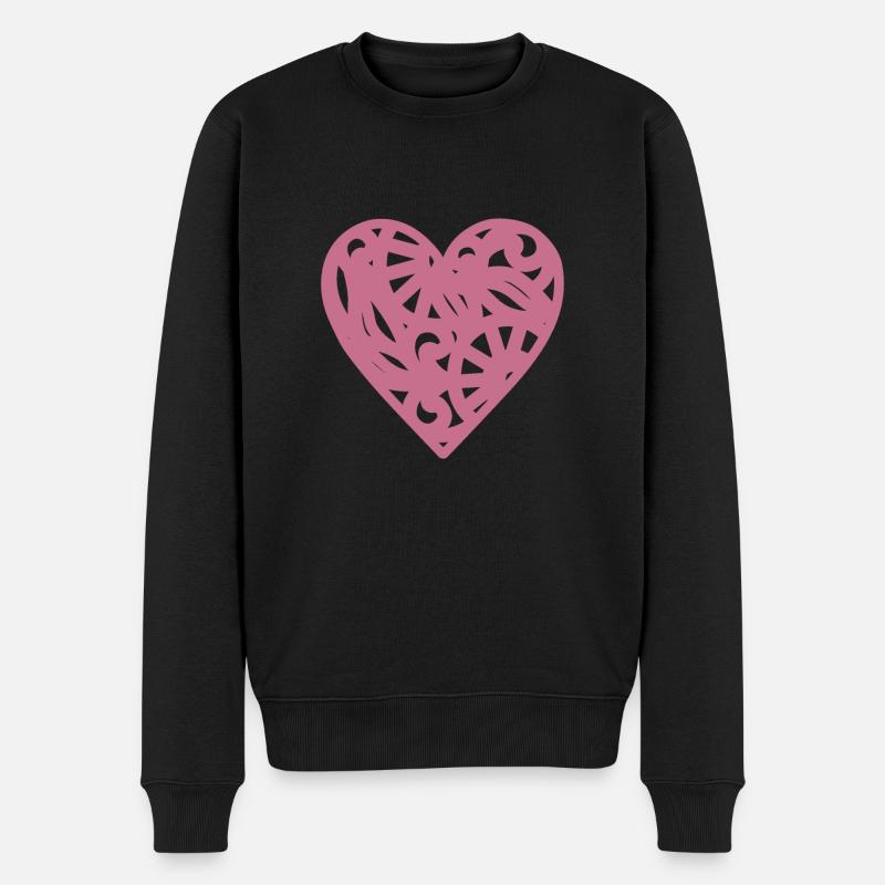 Herz - Männer Premium Bio Pullover - Schwarz