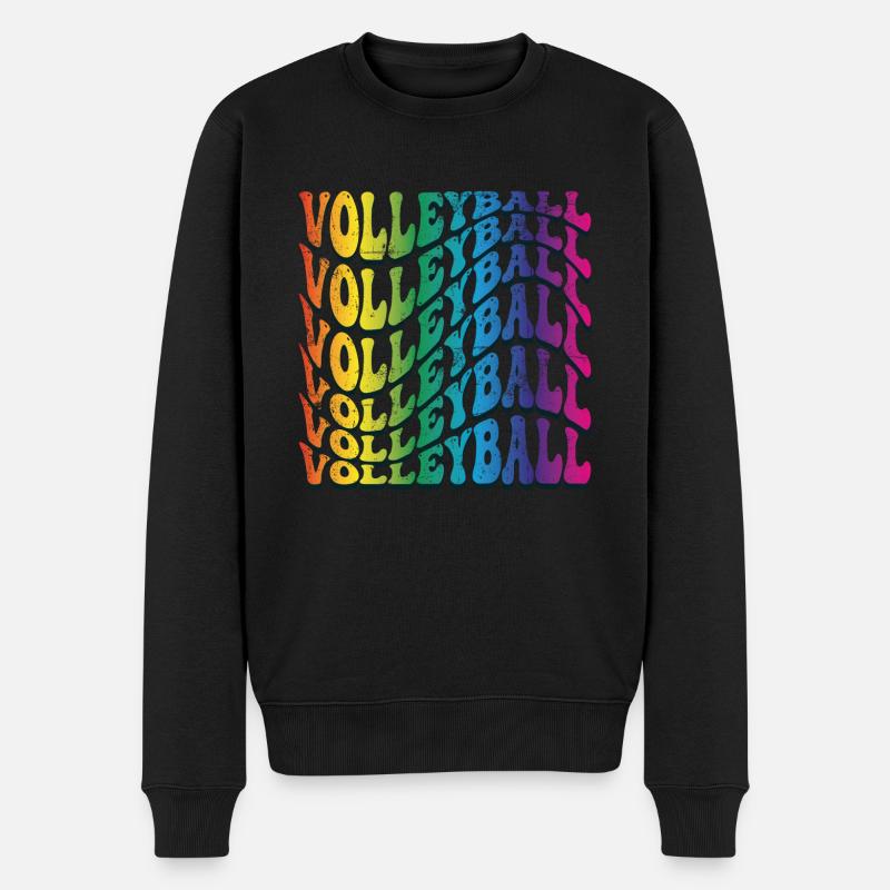 Volleyball Retro - Männer Premium Bio Pullover - Schwarz