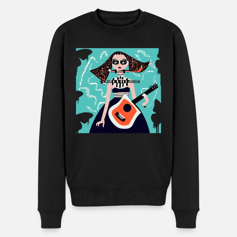 Musik Mädchen - Männer Premium Bio Pullover - Schwarz